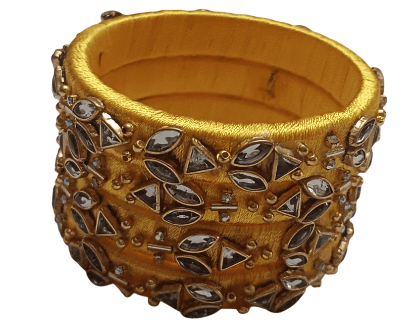 Designer Silk Thread Bangles studded with Kundan and Beads
