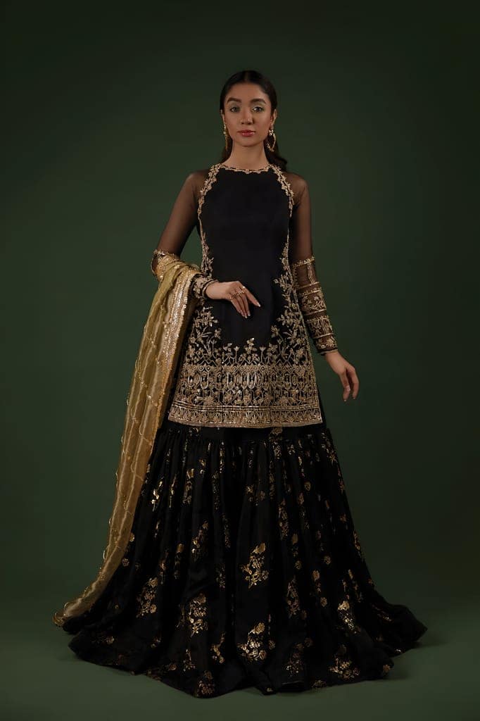 Black Sharara Suit Set Salwar Kameez Readymade Pakistani Stitched New Indian Ready To Wear Wedding Suit view 2