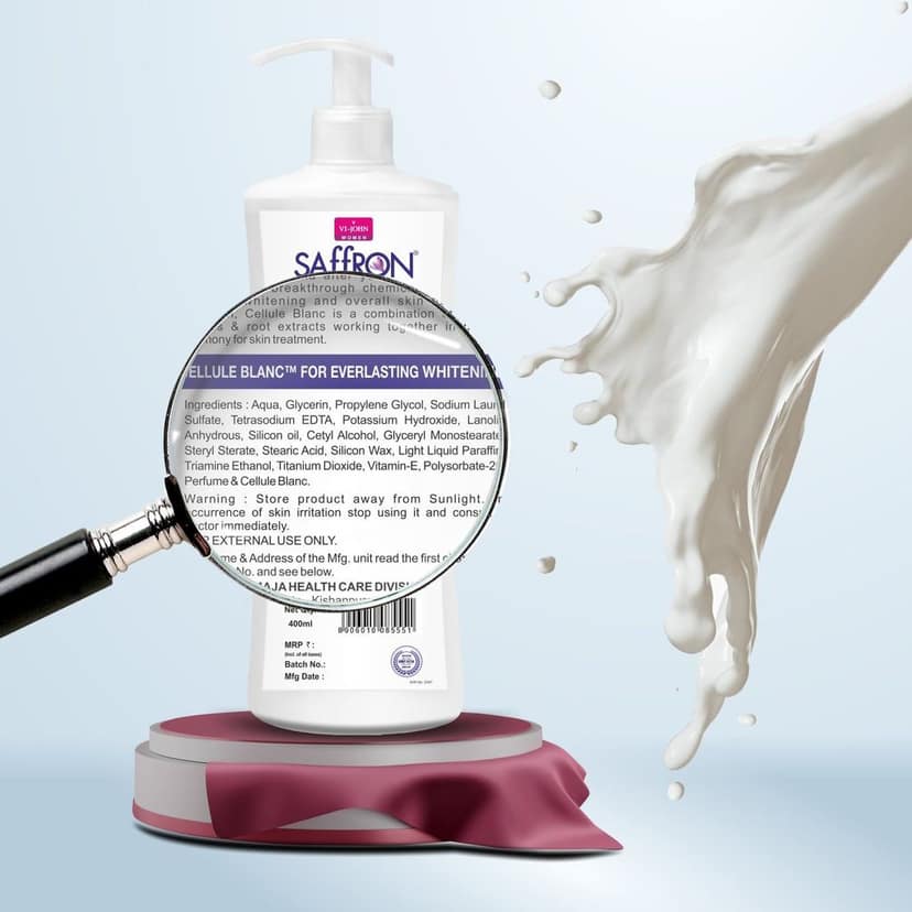 VI-JOHN Saffron My Body Mil Fairness Body Lotion With Vitamin E - 400ML (Men & Women) view 2
