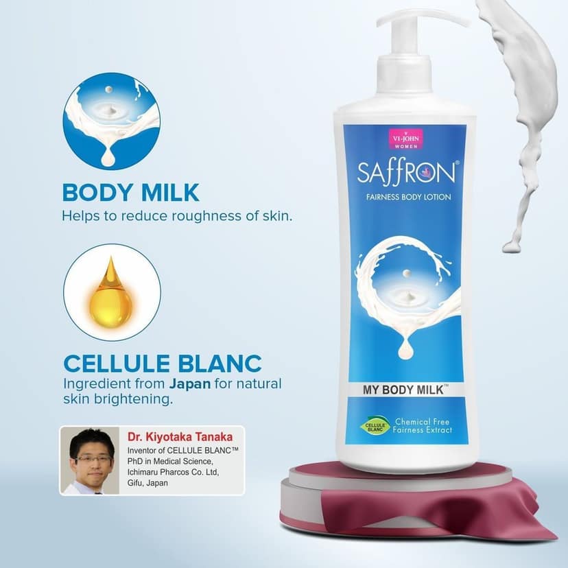 VI-JOHN Saffron My Body Mil Fairness Body Lotion With Vitamin E - 400ML (Men & Women) view 3