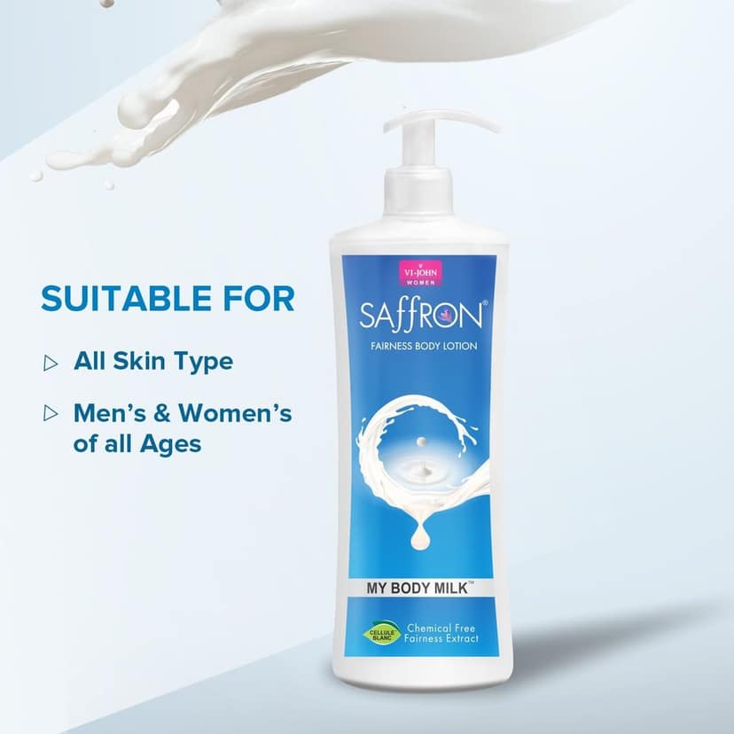 VI-JOHN Saffron My Body Mil Fairness Body Lotion With Vitamin E - 400ML (Men & Women) view 5