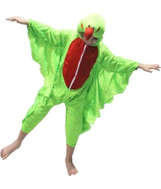 Kaku Fancy Dresses Parrot Bird Costume -Green & Red, 7-8 Years, For Boys & Girls