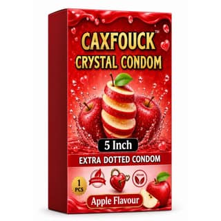 Caxfouck Crystal Condom Apple Flavor 5 Inch Extra Dotted & Comfort Reusable Condom (1 Pc)