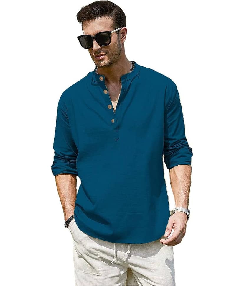 UNI VIBE Dark Green Cotton Men's Shirt Style Kurta ( Pack of 1 )