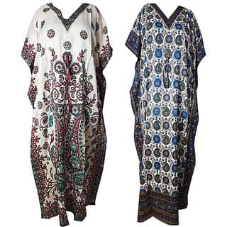 Ukal Combo Pack of 2 Women's Kaftan Dress Cover Up Nightwear Nighty Gown V-Neck Dress