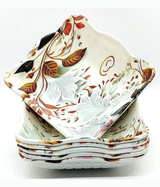 Laserbot SERVING EATING BOWL Melamine Printed Serving Bowl 12 cm ( Set of 6 ) Pink