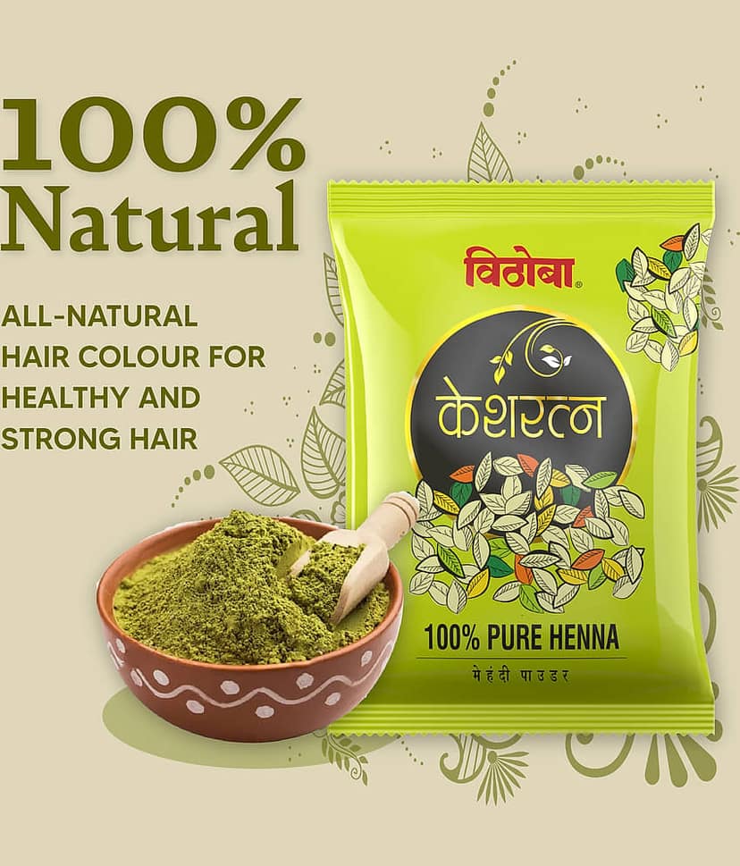 Vithoba Keshratna 100% Pure Natural Henna Mehndi Hair Color/Dye Powder for Men & Women Pack of 5 view 2