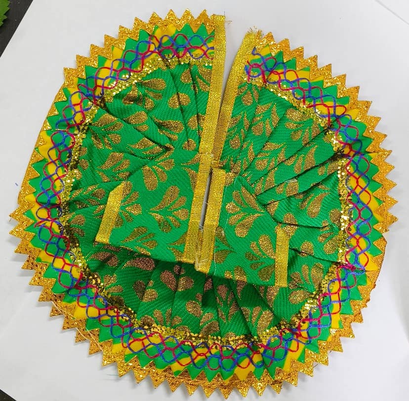 Green & Gold Laddu Gopal Dress - Exquisite Deity Attire