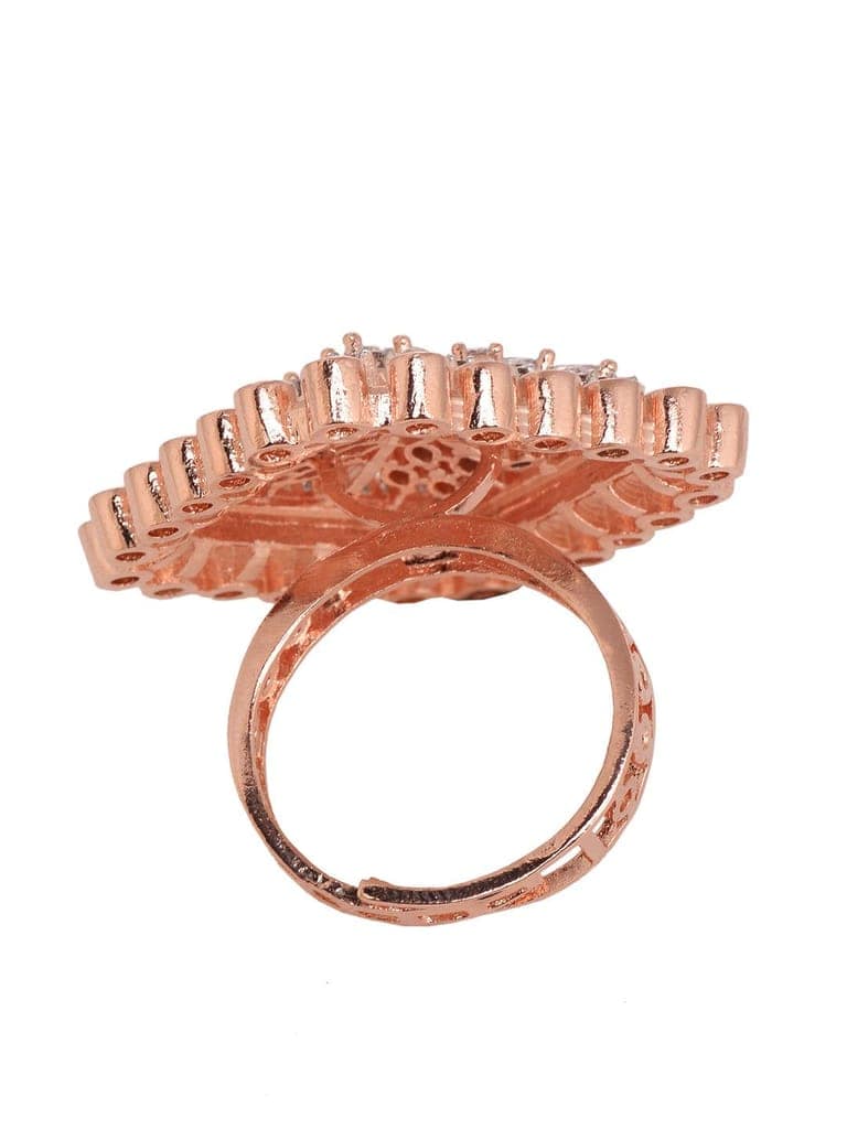Rose GoldPlated White ADStudded Adjustable Finger Ring view 5