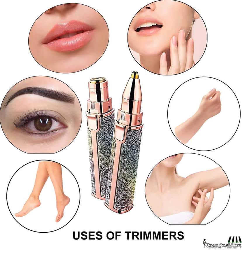 Rechargeable Eyebrow Trimmer & Facial Hair Remover | 2-in-1 Painless Razor for Eyebrows, Lips, Nose & Body | LED Light Portable Hair Removal for Women view 4