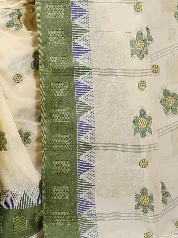 GitAsit Woven Tant Pure Cotton Saree (Green) view 6