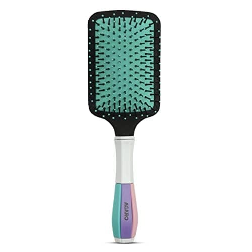 AGARO Classic Paddle Hair Brush with Strong & Flexible Nylon Bristles having Anti-static Ball Tips, For Grooming, Straightening, Smoothing, Detangling Hair, Ideal for Men & Women, Cyan view 2
