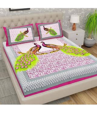 Cosito Cotton 1 Double Bedsheet with 2 Pillow Covers ( Pink )