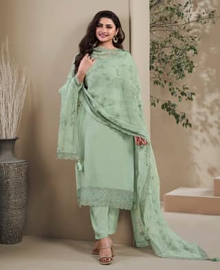 New Wedding Wear Crepe Silk Straight Suit for Women