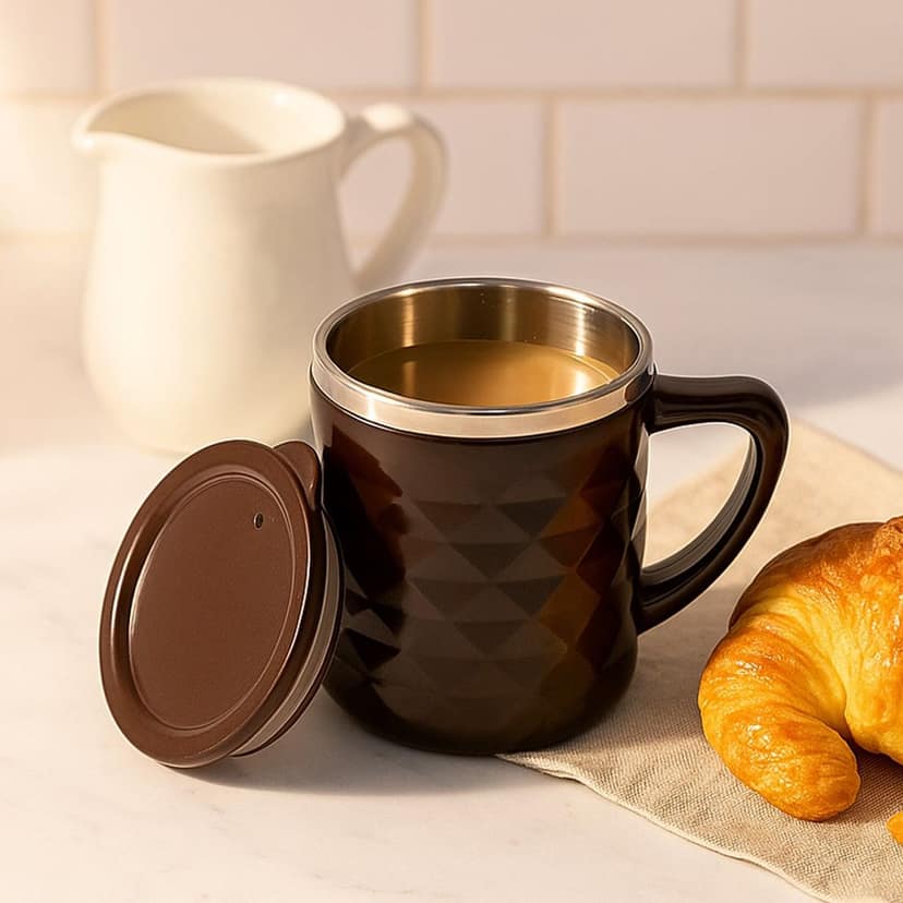 Insulated Tea & Coffee Mug – Leak-Resistant with Metal Inner Cup