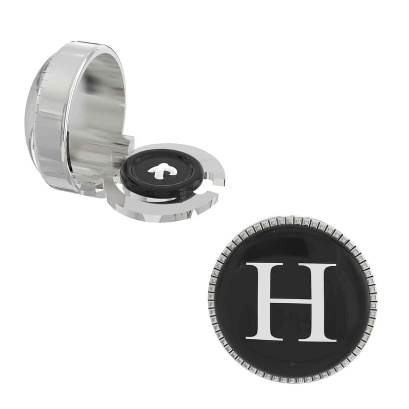 The Smart Buttons - Shirt Button Cover Cufflinks for Men - Personalized Initials - H