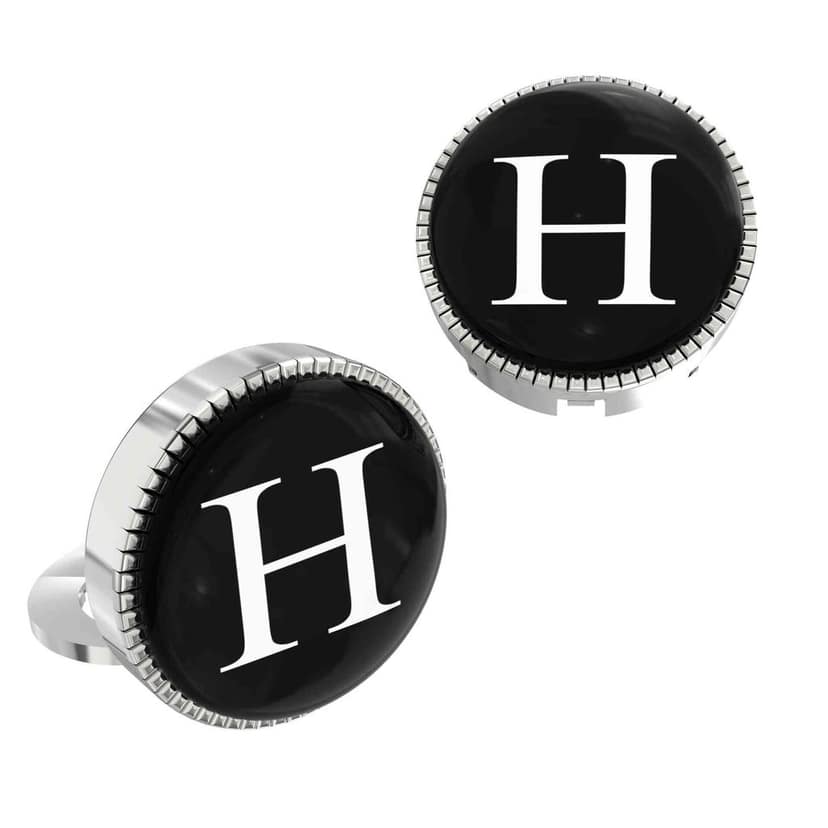 The Smart Buttons - Shirt Button Cover Cufflinks for Men - Personalized Initials - H view 2