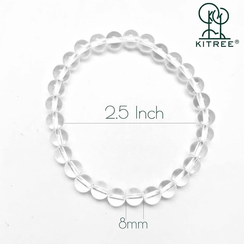 KITREE NATURAL CLEAR QUARTZ CRYSTAL BRACELET 8MM ROUND FOR UNISEX(WHITE COLOR) view 3
