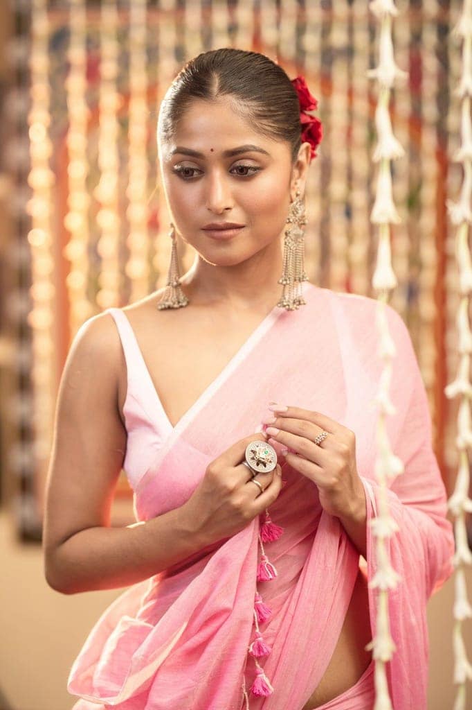 Mastaani ~ Pure Mul Cotton Handloom Saree - Soft Pink view 4