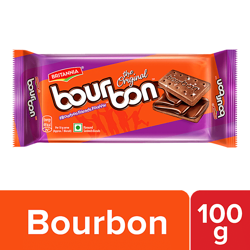 Britannia Bourbon Chocolate Cream Biscuits, 100 g