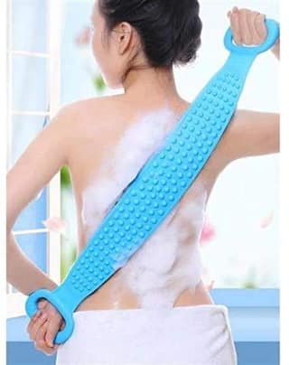 Flying Monk� Silicone Bath Body Brush, Exfoliating Long Body Back Scrubber for Shower Soft Bristles for Men and Women, Improves Blood Circulation, Skin Health