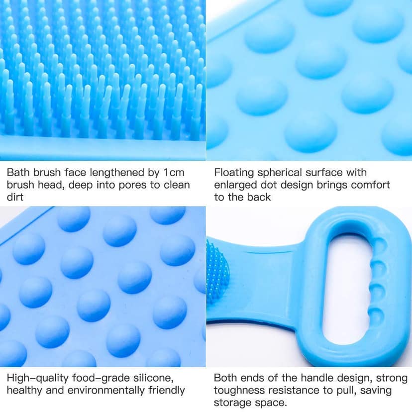 Flying Monk� Silicone Bath Body Brush, Exfoliating Long Body Back Scrubber for Shower Soft Bristles for Men and Women, Improves Blood Circulation, Skin Health view 4