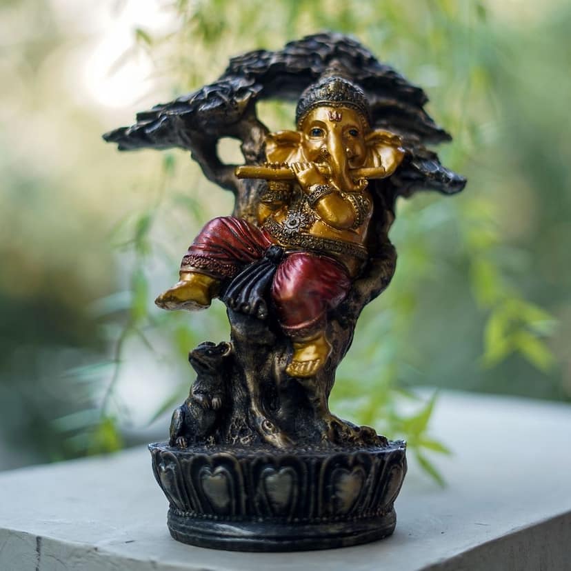 Craftlayout Resin Ganesha Idol Sitting Under Tree 23 Cm view 2