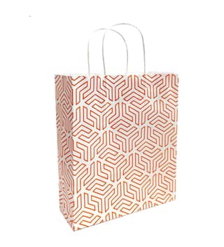 90 GSM Fluorescent Single Color Printed Small Paper Gift Bags, Ideal For Birthday Return Gifts & Gifting On Special Occasions (Orange, Size: 9.4 x 8.3 x 3 Inch) - 50