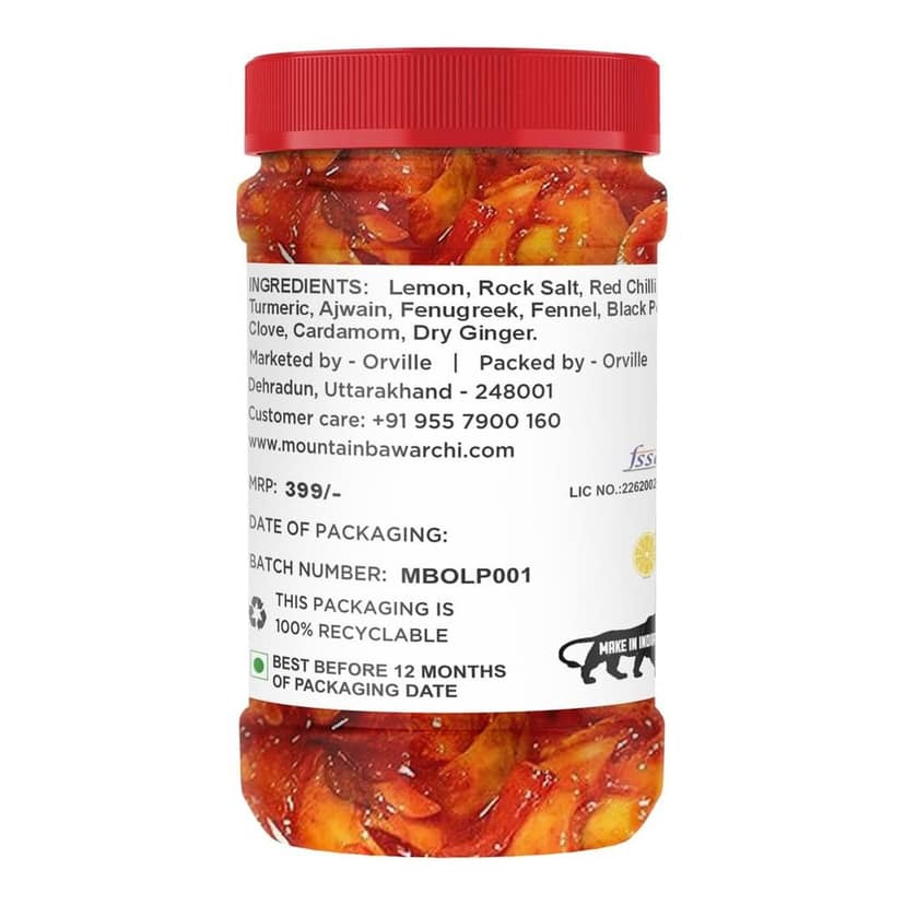 Mountain Bawarchi Lemon Pickle in Fresh | Tasty Nimbu Achar in Fresh Form | Homemade Sweet & Sour Lemon Pickles (400g) view 3