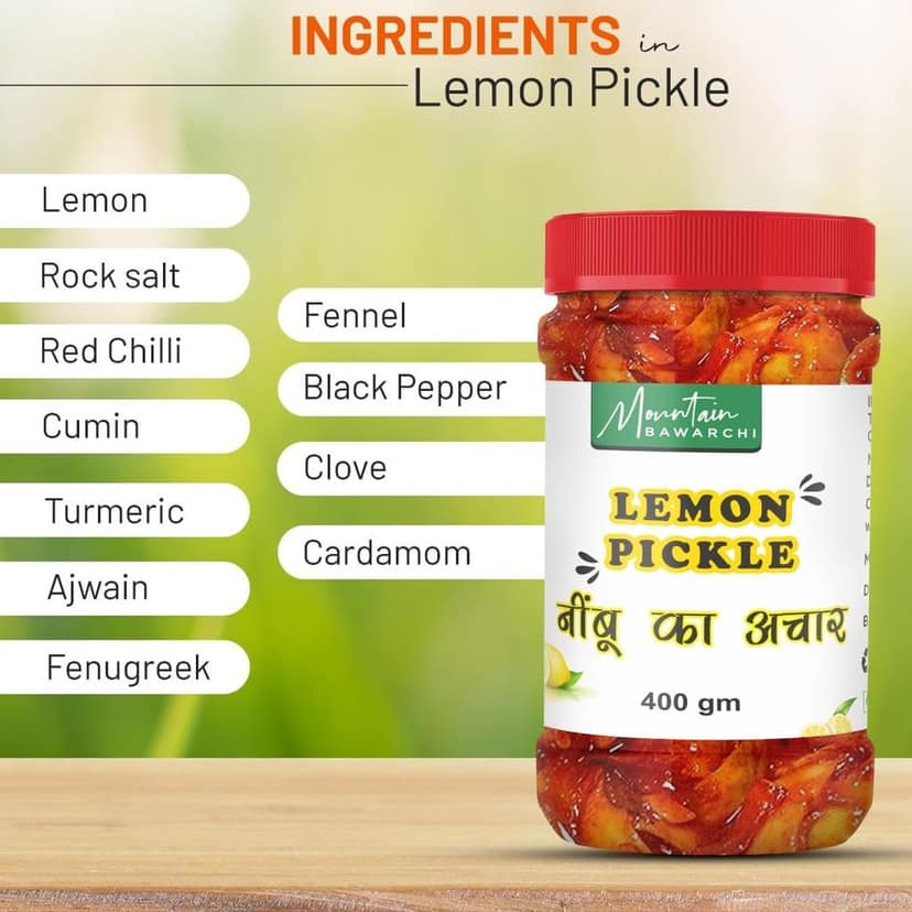 Mountain Bawarchi Lemon Pickle in Fresh | Tasty Nimbu Achar in Fresh Form | Homemade Sweet & Sour Lemon Pickles (400g) view 6