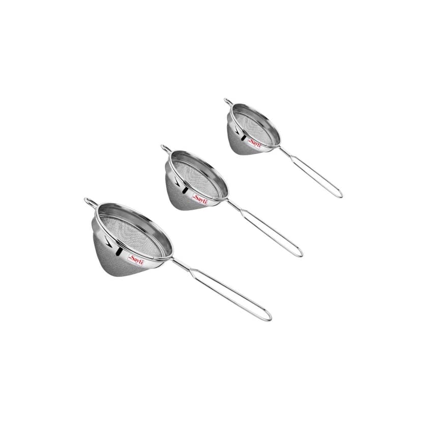 RK Sayti Stainless Steel Conical Strainer, 304 Grade Single Mesh, Premium Polish, Medium,Large,XL Pack of 3
