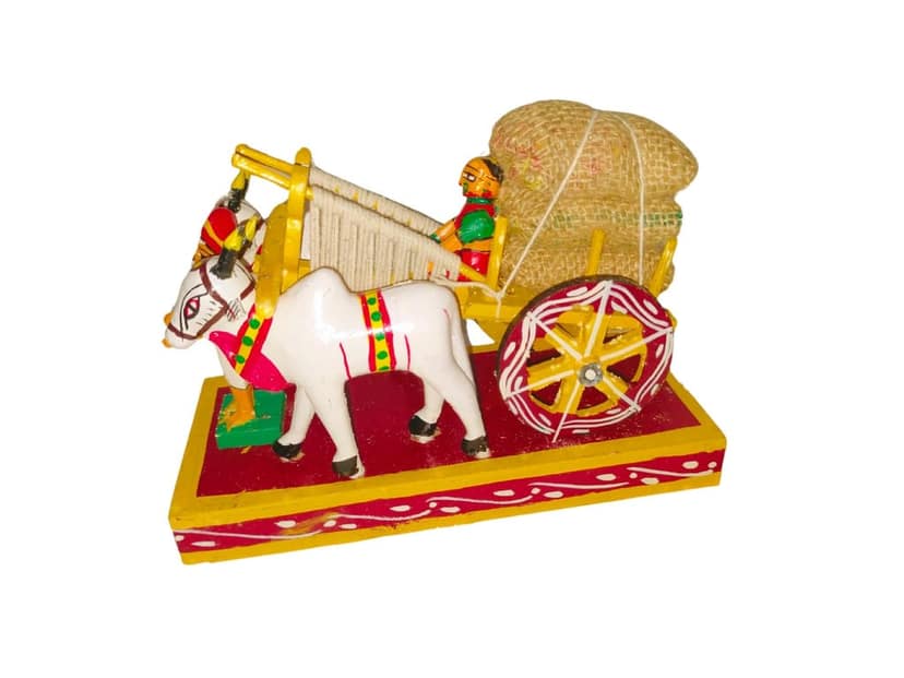 Kondapalli Wooden Handicrafts Yellow Bullock Cart view 2