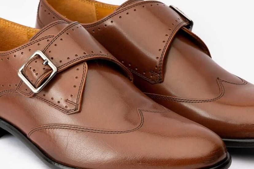 HILL BIRD Winst Tan Monkstrap Leather Shoes view 3