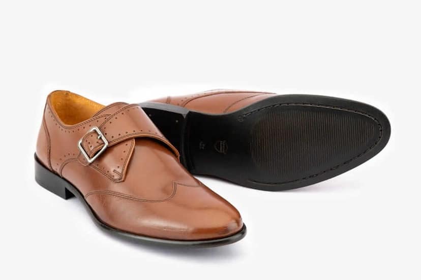 HILL BIRD Winst Tan Monkstrap Leather Shoes view 4
