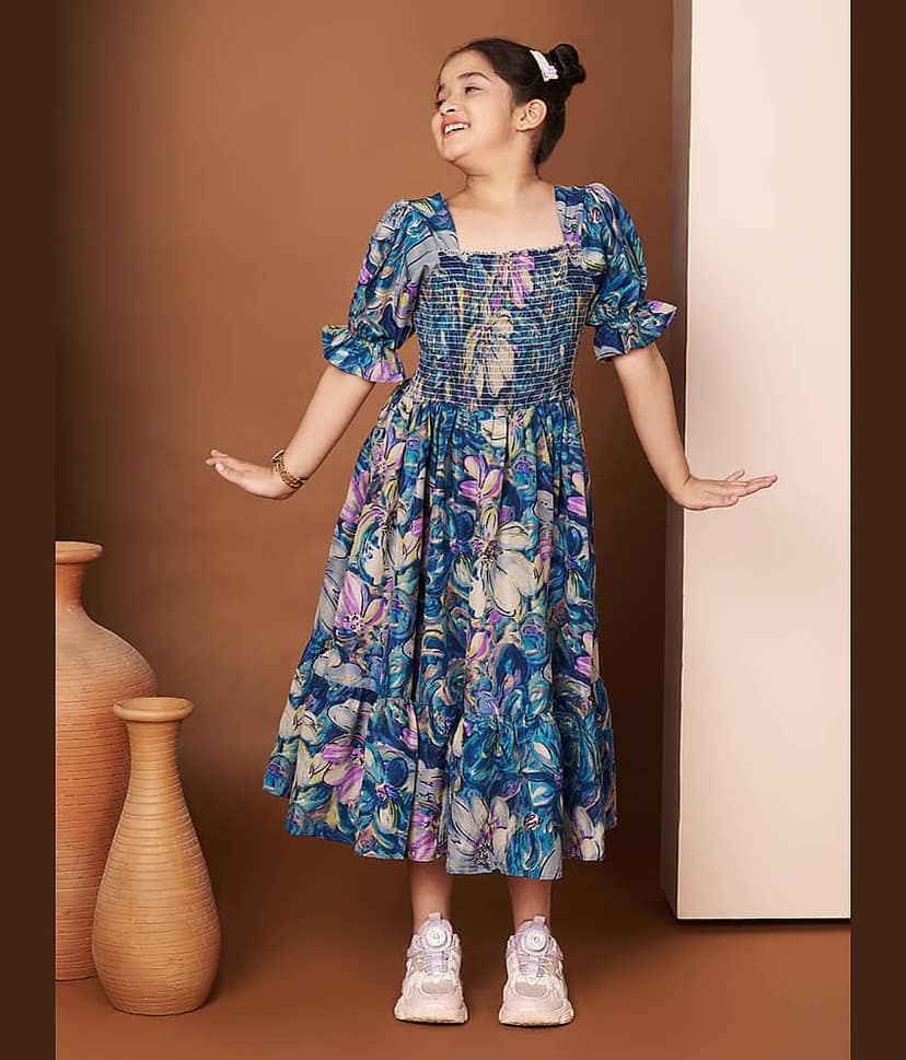 OTABU Polyester Dress For Girls ( Pack of 1 , Multicolor )