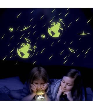 Jaamso Royals Glow in Dark PVC Vinyl Multicolour Wall Sticker - Pack of 1