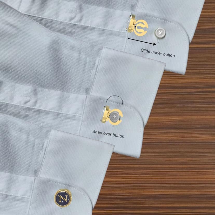 The Smart Buttons - Gold Colour Plated Shirt Button Cover Cufflinks for Men - Personalized Initials - N view 5