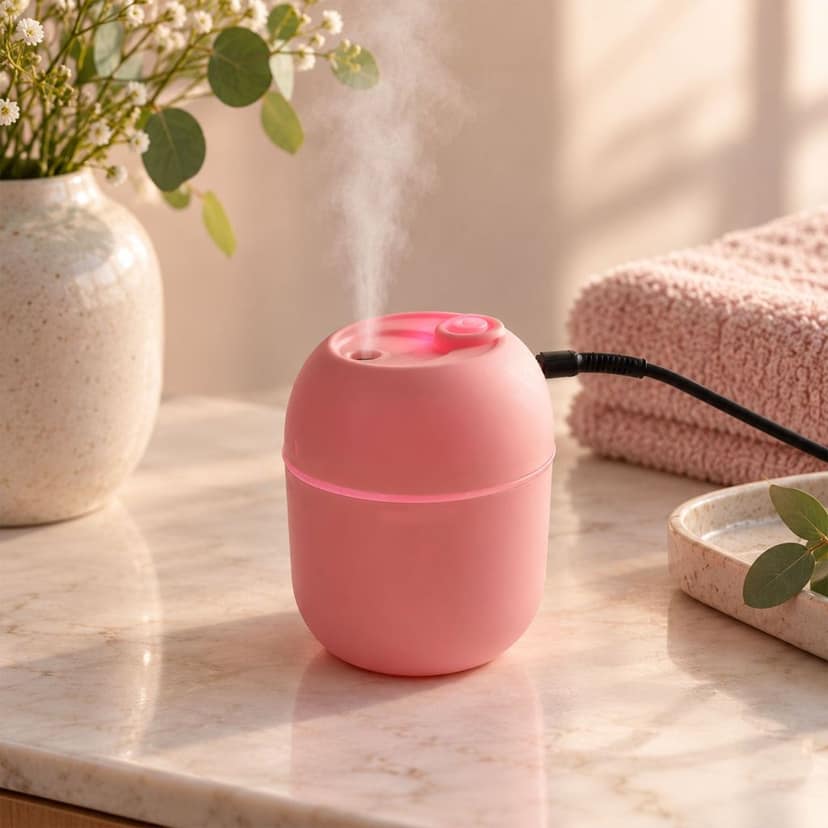 USB Mini Cool Mist Air Humidifier with LED Night Light & USB Cable (1 Pc) view 2