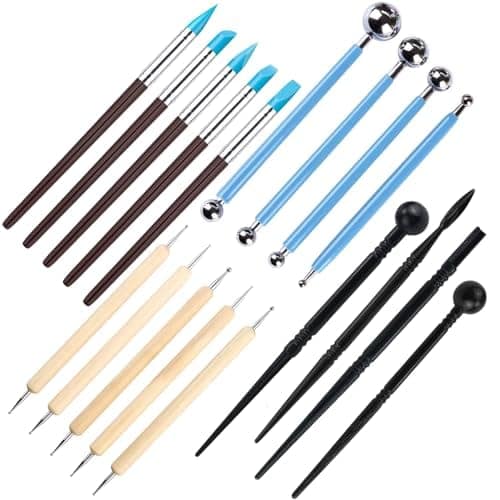 Oytra Clay Sculpting Tools Pottery Modelling Set with Dotting Embossing Carving Shaping Stylus Tool for Air Dry Polymer Fondant Cake Decorating Nail Art Mandala Drawing Rock Painting view 2