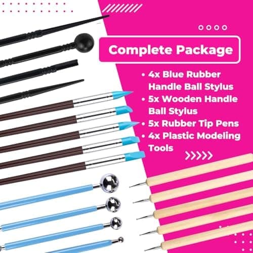 Oytra Clay Sculpting Tools Pottery Modelling Set with Dotting Embossing Carving Shaping Stylus Tool for Air Dry Polymer Fondant Cake Decorating Nail Art Mandala Drawing Rock Painting view 3