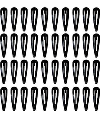 40 pcs Black Barrettes Small Snap Clip Size 30 mm(Small) Women Metal Hair Clips