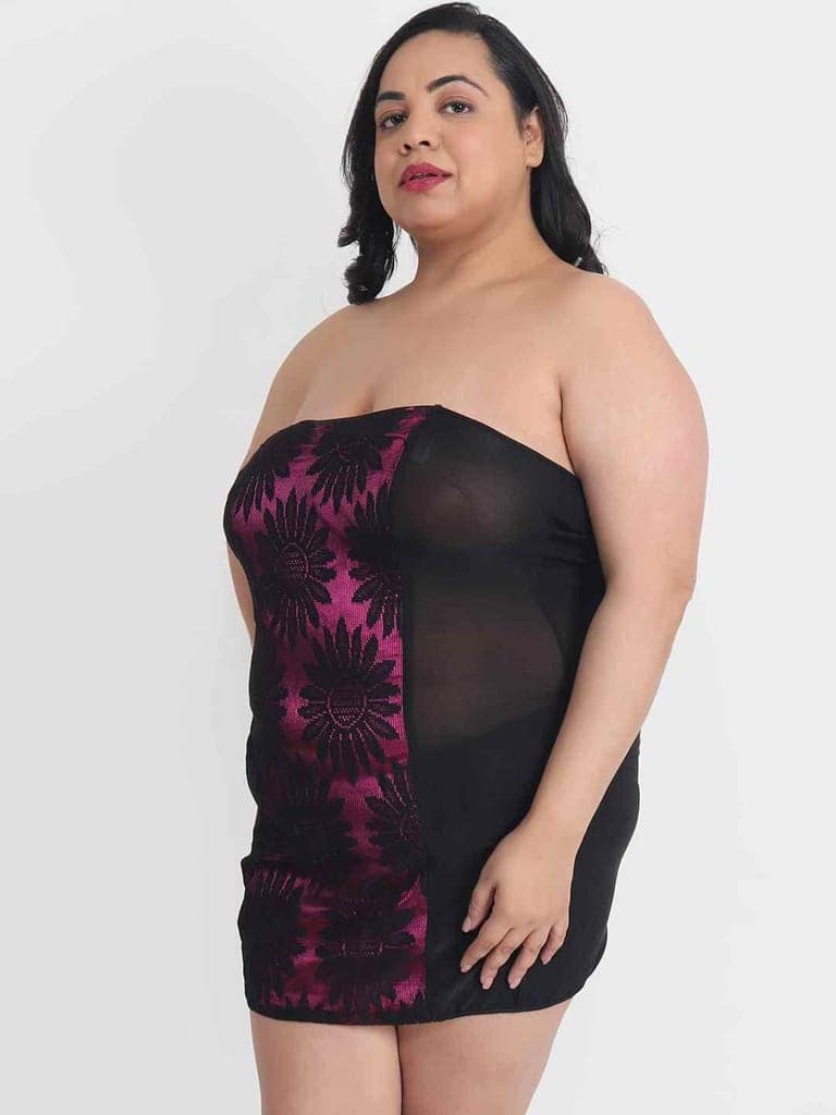 Plus Size Sexy Pink Bridal Babydoll Bikini Dress for Honeymoon BB13C view 2