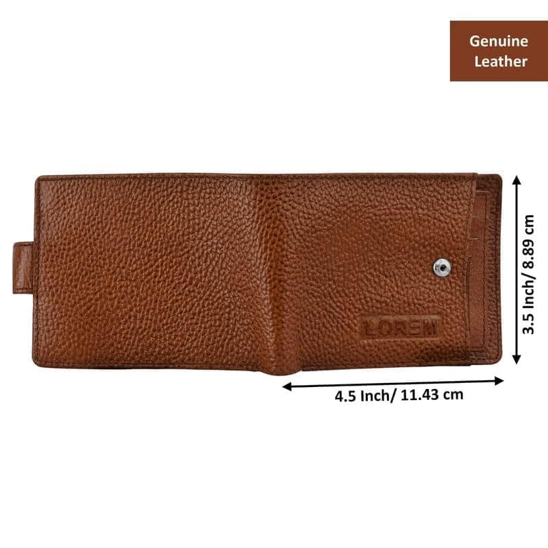 LOREM Bi-Fold Genuine Leather 7 ATM Removable Card Slots Wallet for Men-UF view 5