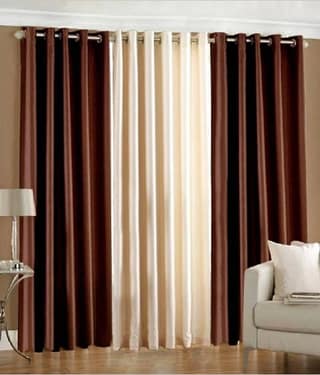 BELLA TRUE Solid SemiTransparent Eyelet Curtain 7 ft ( Pack of 3 ) Brown