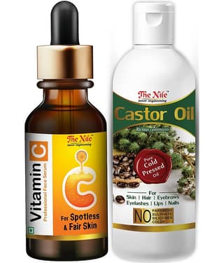 The Nile Professional Vitamin C Face Serum + Castor Oil 100 ML Face Serum 130 mL Pack of 2