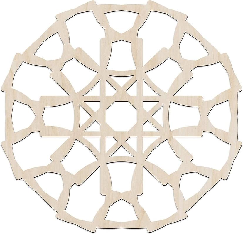 Haoser Mandala Wooden Wall Art, Whirl Look Lattice Abstarct Geometric, Birch Wood Plywood Rustic Wall Art Accent for Hallway Bedroom Living Room Cafes and Offices (Mandala Design-28_30CM)