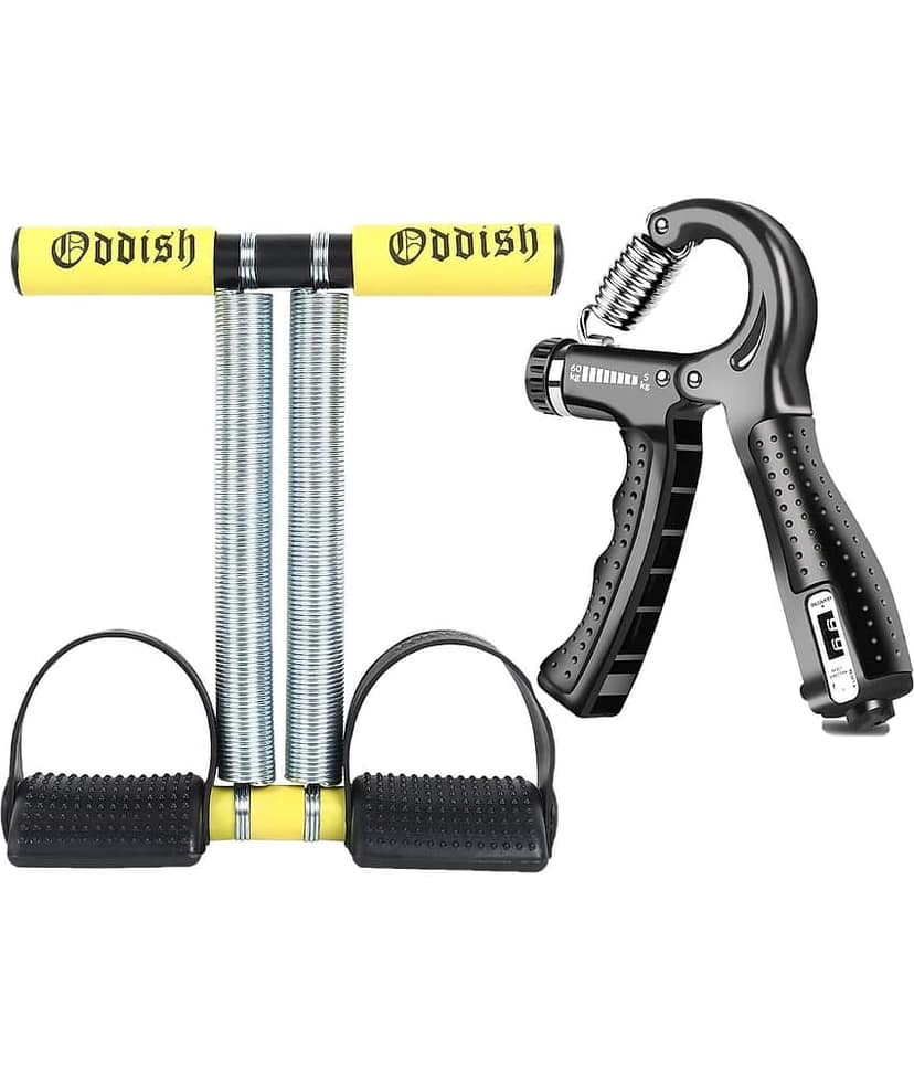 Oddish; Way To Fitness Tummy Trimmer Double Spring With Counter Hand Grip Combo Pack For Men & Women - Ab Exercise Equipement, Abdominal Workout For Home & Gym Use - Stomach, Abs, Belly Exercise