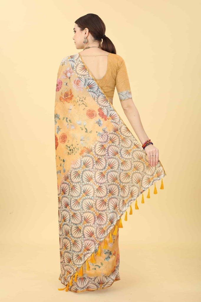 Women's Floral Digital Printed Saree view 3