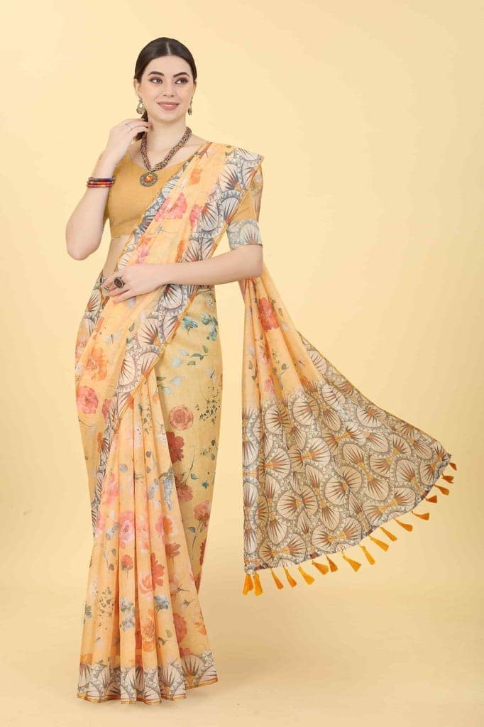 Women's Floral Digital Printed Saree view 4