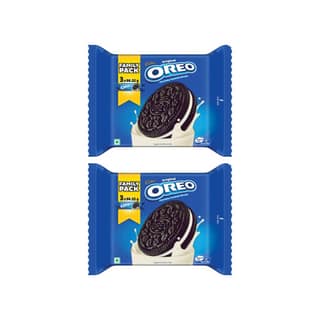 Cadbury Oreo Vanilla Sandwich Cream Biscuits Family Pack - Pack of 2